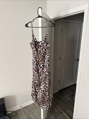 Leopard Print Slip Dress - Neutral Tones
